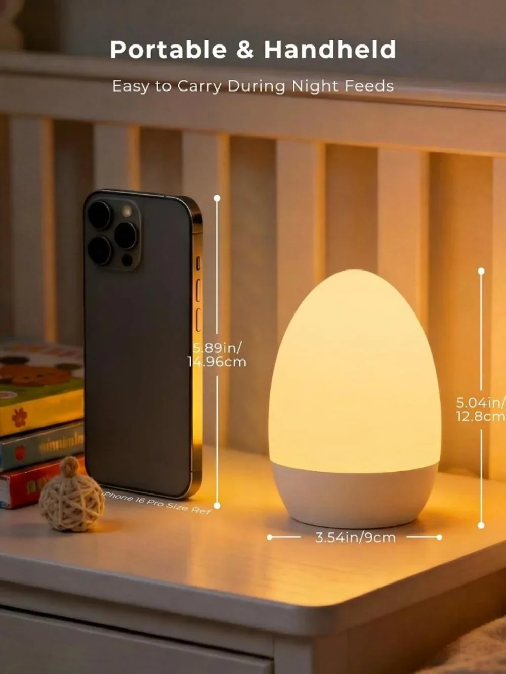 Rechargeable Egg Night Light for Nursery, Touch Control, 17 Color Modes